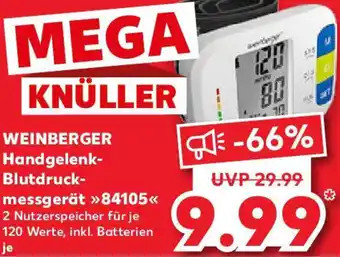 Kaufland WEINBERGER Handgelenk Blutdruckmessgerät 84105 Angebot
