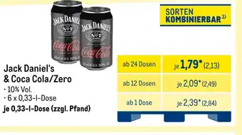 METRO Jack daniel‘s & coca cola/zero Angebot