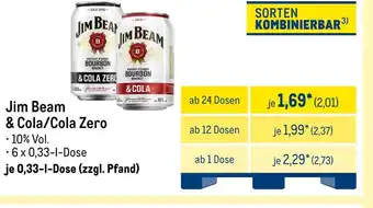 METRO Jim beam & coca cola/zero Angebot