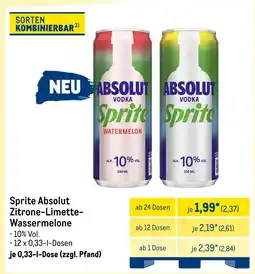 METRO Sprite absolut zitrone-limette- wassermelone Angebot