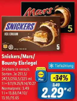 Lidl Snickers/Mars/ Bounty Eisriegel Angebot