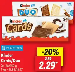 Lidl Kinder Cards/Duo Angebot