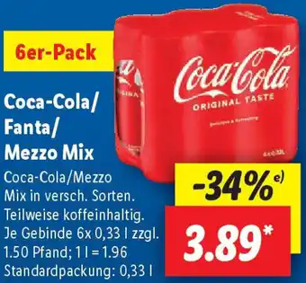Lidl Coca-Cola/ Fanta/ Mezzo Mix Angebot