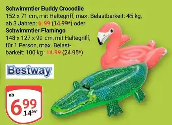 Globus Bestway Schwimmtier Buddy Crocodile oder Schwimmtier Flamingo Angebot