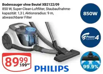 Globus PHILIPS Bodensauger ohne Beutel XB2122/09 Angebot