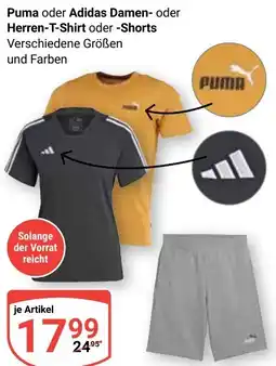 Globus Puma oder Adidas Damen- oder Herren-T-Shirt oder -Shorts Angebot