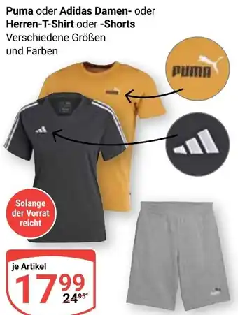 Globus Puma oder Adidas Damen- oder Herren-T-Shirt oder -Shorts Angebot