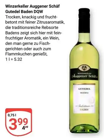 Globus Winzerkeller Auggener Schäf Gutedel Baden DQW Angebot