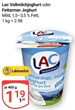 Globus Lac Vollmilchjoghurt oder Fettarmer Joghurt Angebot