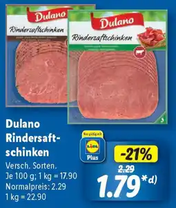 Lidl Dulano Rindersaftschinken Angebot