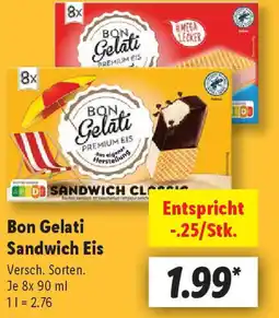 Lidl Bon Gelati Sandwich Eis Angebot