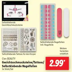 Lidl Cien BEAUTY Gesichtsschmucksteine/Tattoos/ Selbstklebende Nagelfolien Angebot