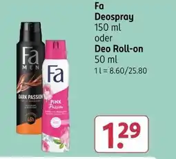 Rossmann Fa Deospray oder Deospray Roll-on Angebot