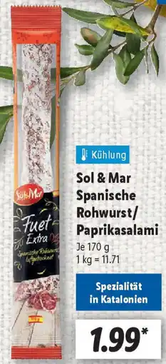 Lidl Sol & Mar Spanische Rohwurst/ Paprikasalami Angebot