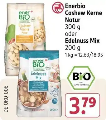 Rossmann Enerbio Cashew Kerne Natur oder Edelnuss Mix Angebot