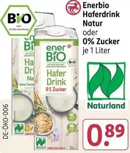 Rossmann Enerbio Haferdrink Natur oder 0% Zucker Angebot