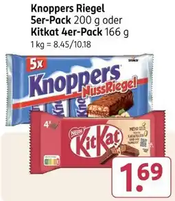 Rossmann Knoppers Riegel 5er-Pack oder Kitkat 4er-Pack Angebot