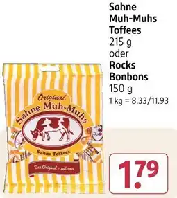 Rossmann Sahne Muh-Muhs Toffees oder Rocks Bonbons Angebot