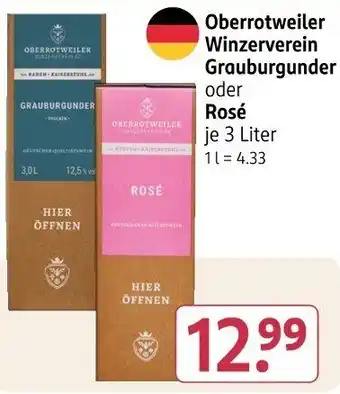 Rossmann Oberrotweiler Winzerverein Grauburgunder oder Rosé Angebot