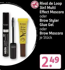 Rossmann Rival de Loop 3in1 Multi Effect Mascara oder Brow Styler Glue Gel oder Brow Mascara Angebot