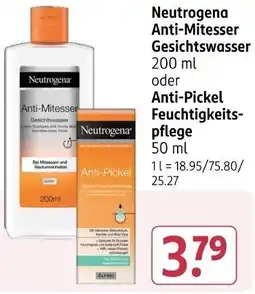 Rossmann Neutrogena Anti-Mitesser Gesichtswasser oder Anti-Pickel Feuchtigkeitspflege Angebot
