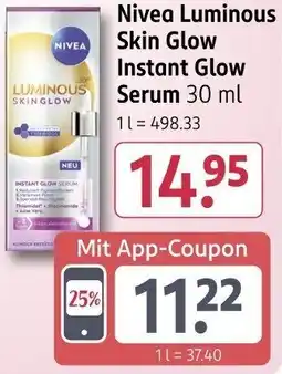 Rossmann Nivea Luminous Skin Glow Instant Glow Serum Angebot