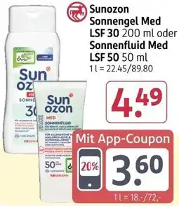 Rossmann Sunozon Sonnengel Med LSF 30 oder Sonnenfluid Med LSF 50 Angebot