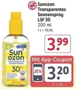 Rossmann Sunozon Transparentes Sonnenspray LSF 30 Angebot