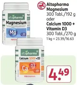 Rossmann Altapharma Magnesium oder Calcium 1000+ Vitamin D3 Angebot