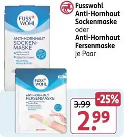 Rossmann Fusswohl Anti-Hornhaut Sockenmaske oder Anti-Hornhaut Fersenmaske Angebot