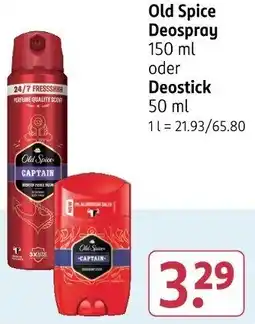 Rossmann Old Spice Deospray oder Deostick Angebot