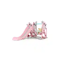 Netto Marken-Discount Moni, Kinderrutsche mit Schaukel Miki HBS18019, Basketballkorb, verstellbar rosa Angebot