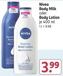 Rossmann Nivea Body Milk oder Body Lotion Angebot