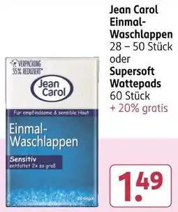Rossmann Jean Carol Einmal Waschlappen oder Supersoft Wattepads Angebot