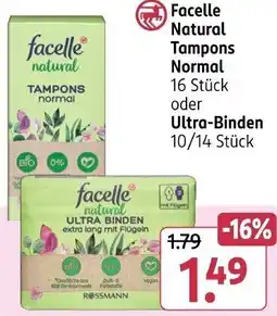 Rossmann Facelle Natural Tampons Normal oder Ultra Binden Angebot