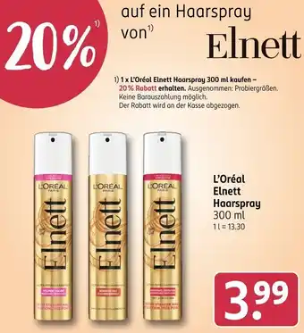 Rossmann L'Oréal Elnett Haarspray Angebot