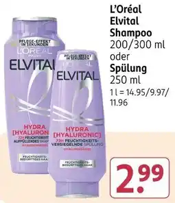 Rossmann L'Oréal Elvital Shampoo oder Spülung Angebot