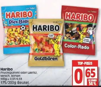 Edeka Haribo Fruchtgummi oder Lakritz 175-200g Beutel Angebot