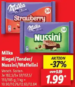 Lidl Milka Riegel/Tender/ Nussini/Waffelini Angebot