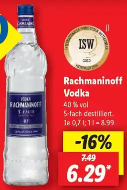 Lidl Rachmaninoff Vodka Angebot