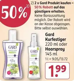 Rossmann Gard Kurfestiger oder Haarspray Angebot