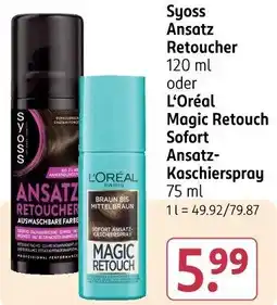 Rossmann Syoss Ansatz Retoucher oder L'Oréal Magic Retouch Sofort Ansatz Kaschierspray Angebot