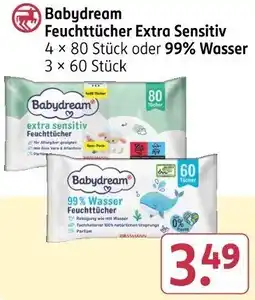 Rossmann Babydream Feuchttücher Extra Sensitiv oder 99% Wasser Angebot