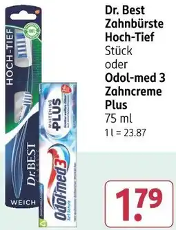 Rossmann Dr. Best Zahnbürste Hoch-Tief oder Odol-med 3 Zahncreme Plus Angebot