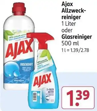Rossmann Ajax Allzweckreiniger oder Glasreiniger Angebot