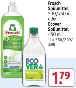 Rossmann Frosch Spülmittel oder Ecover Spülmittel Angebot