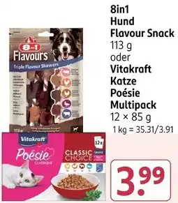 Rossmann 8in1 Hund Flavour Snack oder Vitakraft Katze Poésie Multipack Angebot