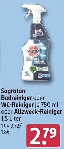 Rossmann Sagrotan Badreiniger oder WC Reiniger oder Allzweck-Reiniger Angebot