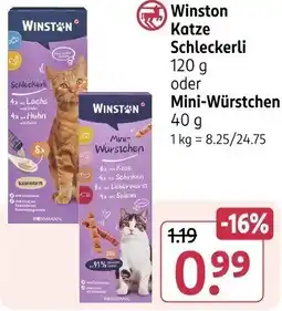Rossmann Winston Katze Schleckerli oder Mini-Würstchen Angebot