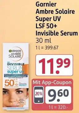 Rossmann Garnier Ambre Solaire Super UV LSF 50+ Invisible Serum Angebot